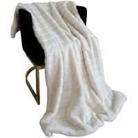 Plutus Brands Off White Soft Snow Faux Fur Luxury Throw Blanket