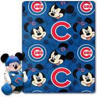 The Northwest Company 1COB/3121A/0006/RET: Disney-MLB 40X50 Silk Throw Blanket and Hugger Mickey - Cubs