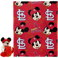 The Northwest Company 1COB/3121A/0027/RET: Disney-MLB 40X50 Silk Throw Blanket and Hugger Mickey - Cardinals