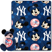 The Northwest Company 1COB/3121A/0020/RET: Disney-MLB 40X50 Silk Throw Blanket and Hugger Mickey - Yankees