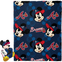 The Northwest Company 1COB/3121A/0002/RET: Disney-MLB 40X50 Silk Throw Blanket and Hugger Mickey - Braves