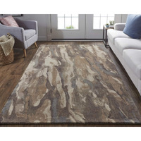 HomeRoots 512731 5 x 8 ft. Brown Gray & Tan Wool Abstract Hand Tufted Handmade Stain Resistant Rectangle Area Rug