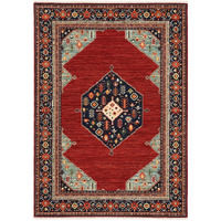 HomeRoots 509251 6 x 9 ft. Oriental Power Loom Rectangle Area Rug with Fringe Blue & Red