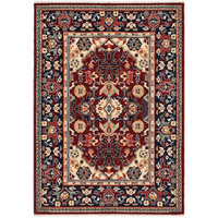 HomeRoots 509190 6 x 9 ft. Red Blue Orange & Beige Oriental Power Loom Stain Resistant Rectangle Area Rug with Fringe