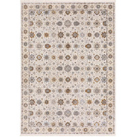 HomeRoots 509444 3 x 5 ft. Ivory & Gold Oriental Power Loom Stain Resistant Rectangle Area Rug with Fringe