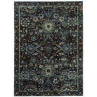 HomeRoots 510082 6 x 9 ft. Navy & Blue Oriental Power Loom Stain Resistant Rectangle Area Rug