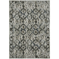 HomeRoots 508944 8 x 11 ft. Ivory Charcoal Gray Blue Rust Gold & Brown Oriental Power Loom Stain Resistant Rectangle Area Rug