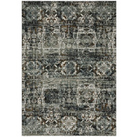 HomeRoots 508906 5 x 8 ft. Ivory Charcoal Gray Blue Rust Gold & Brown Oriental Power Loom Stain Resistant Rectangle Area Rug