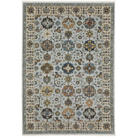 HomeRoots 508013 5 x 8 ft. Blue Beige Gray Green Yellow & Rust Oriental Power Loom Stain Resistant Rectangle Area Rug with Fringe