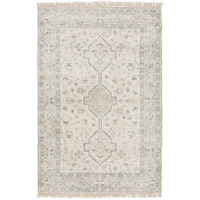 HomeRoots 509459 5 x 8 ft. Beige & Charcoal Oriental Hand Loomed Stain Resistant Rectangle Area Rug with Fringe