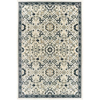 HomeRoots 508363 4 x 6 ft. Ivory Navy & Gold Oriental Power Loom Stain Resistant Rectangle Area Rug