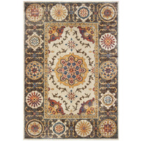 HomeRoots 509642 10 x 13 ft. Ivory & Brown Oriental Power Loom Stain Resistant Rectangle Area Rug