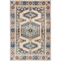 HomeRoots 509648 10 x 13 ft. Ivory & Blue Oriental Power Loom Stain Resistant Rectangle Area Rug