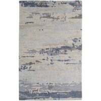 HomeRoots 513643 5 x 8 ft. Blue Gray & Ivory Wool Abstract Hand Tufted Handmade Stain Resistant Rectangle Area Rug