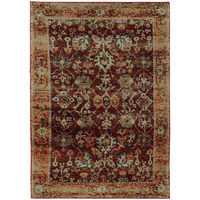 HomeRoots 509992 5 x 7 ft. Red Gold & Green Oriental Power Loom Stain Resistant Rectangle Area Rug