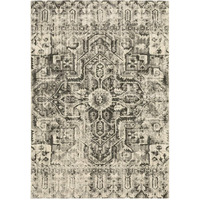 HomeRoots 508844 8 x 11 ft. Gray Ivory & Brown Oriental Power Loom Stain Resistant Rectangle Area Rug