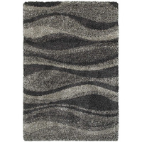 HomeRoots 507866 5 x 8 ft. Charcoal Silver & Gray Abstract Shag Power Loom Stain Resistant Rectangle Area Rug