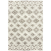 HomeRoots 509907 4 x 6 ft. Ivory & Brown Geometric Shag Power Loom Stain Resistant Rectangle Area Rug