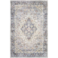 HomeRoots 509519 8 x 10 ft. Blue Gold Gray Orange Yellow & Purple Oriental Power Loom Stain Resistant Rectangle Area Rug