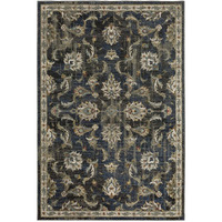 HomeRoots 509861 4 x 6 ft. Charcoal Blue Gold Rust & Beige Oriental Power Loom Stain Resistant Rectangle Area Rug