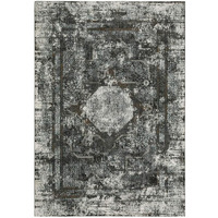 HomeRoots 508938 8 x 11 ft. Charcoal Rust Gray Blue Ivory & Brown Oriental Power Loom Stain Resistant Rectangle Area Rug