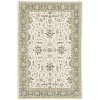 HomeRoots 510095 3 x 5 ft. Ivory Gray & Blue Oriental Power Loom Stain Resistant Rectangle Area Rug