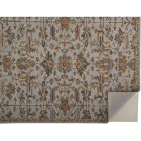 HomeRoots 513650 5 x 8 ft. Gray & Gold Wool Floral Hand Tufted Handmade Stain Resistant Rectangle Area Rug