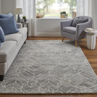 HomeRoots 512024 9 x 12 ft. Taupe Gray & Ivory Wool Geometric Hand Tufted Handmade Rectangle Area Rug