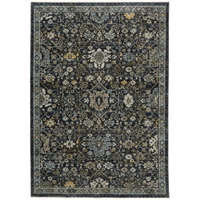 HomeRoots 507998 3 x 5 ft. Blue Ivory Gray Gold Green & Brown Oriental Power Loom Stain Resistant Rectangle Area Rug with Fringe