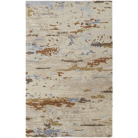 HomeRoots 513627 2 x 3 ft. Ivory Blue & Brown Wool Abstract Hand Tufted Handmade Stain Resistant Rectangle Area Rug