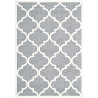 HomeRoots 509900 4 x 6 ft. Gray & Ivory Geometric Shag Power Loom Stain Resistant Rectangle Area Rug