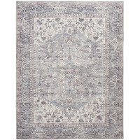 HomeRoots 522428 9 x 12 ft. Gray Floral Power Loom Distressed Rectangle Traditional Area Rug