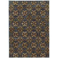 HomeRoots 510034 3 x 5 ft. Blue & Gold Oriental Power Loom Stain Resistant Rectangle Area Rug