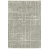 HomeRoots 509897 6 x 9 ft. Gray & Ivory Geometric Shag Power Loom Stain Resistant Rectangle Area Rug