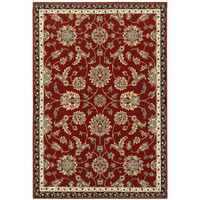 HomeRoots 509129 4 x 6 ft. Red Black Blue Ivory Green & Salmon Oriental Power Loom Stain Resistant Rectangle Area Rug