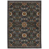 HomeRoots 507972 6 x 9 ft. Blue Red Ivory & Gold Oriental Power Loom Stain Resistant Rectangle Area Rug with Fringe