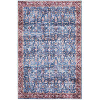 HomeRoots 533289 4 x 6 ft. Blue & Red Oriental Power Loom Distressed Washable Non Skid Rectangle Area Rug