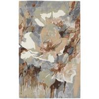 HomeRoots 513396 5 x 8 ft. Tan Gray & Green Wool Floral Hand Tufted Handmade Rectangle Area Rug