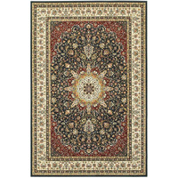 HomeRoots 509147 10 x 13 ft. Navy & Ivory Oriental Power Loom Stain Resistant Rectangle Area Rug