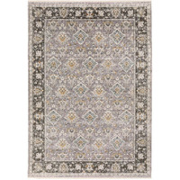 HomeRoots 509430 3 x 5 ft. Gray & Blue Oriental Power Loom Stain Resistant Rectangle Area Rug with Fringe