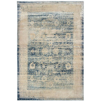 HomeRoots 509654 10 x 13 ft. Ivory & Blue Oriental Power Loom Stain Resistant Rectangle Area Rug