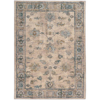 HomeRoots 510767 8 x 11 ft. Ivory Blue Gold & Gray Oriental Power Loom Stain Resistant Rectangle Area Rug