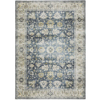 HomeRoots 510398 4 x 6 ft. Blue Gold Green & Ivory Oriental Printed Stain Resistant Non Skid Rectangle Area Rug