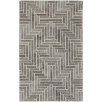 HomeRoots 512014 8 x 10 ft. Taupe Gray & Tan Wool Geometric Hand Tufted Handmade Rectangle Area Rug