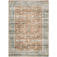 HomeRoots 510378 4 x 6 ft. Rust Blue Ivory & Gold Oriental Printed Stain Resistant Non Skid Rectangle Area Rug