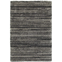 HomeRoots 507910 6 x 9 ft. Charcoal Silver & Gray Geometric Shag Power Loom Stain Resistant Rectangle Area Rug