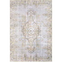 HomeRoots 509806 8 x 10 ft. Gray & Gold Oriental Power Loom Stain Resistant Rectangle Area Rug