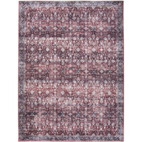 HomeRoots 533346 9 x 12 ft. Red & Ivory Oriental Traditional Power Loomed Distressed Washable Non Skid Rectangle Area Rug