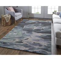 HomeRoots 512755 5 x 8 ft. Green Blue & Black Wool Abstract Hand Tufted Handmade Stain Resistant Rectangle Area Rug