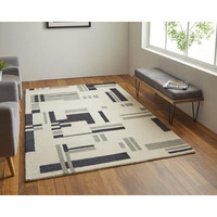 HomeRoots 514401 5 x 8 ft. Ivory & Taupe Wool Abstract Hand Tufted Handmade Rectangle Area Rug